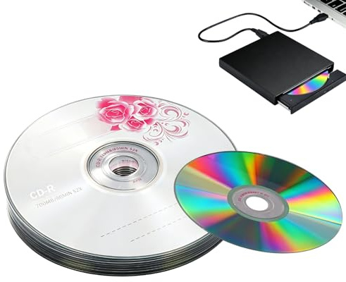 Ouitble CD R Discos en Blanco 52X 730 MB Disco grabable CD en Blanco para almacenar imágenes Digitales Datos de música (10 Uds.)