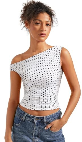 SUUKSESS Women Off Shoulder Tops Sleeveless Shirts Y2K Trendy Vest Going Out Crop Tank Top