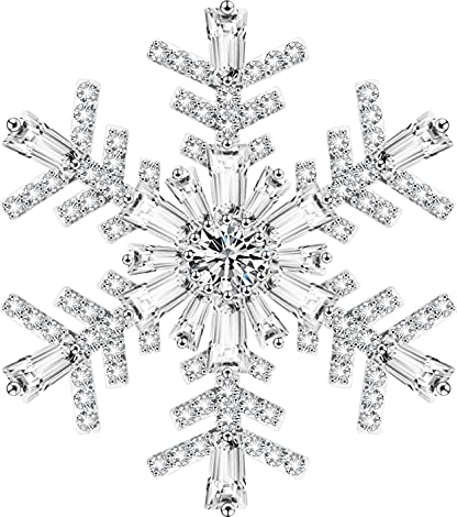 KristLand Elégant Flocons De Neige Femme Broche Pin Fleur Prong Étincelle Zircon Cubique Mariages Pendentif Plaqué Or Blanc Foulards Tenues