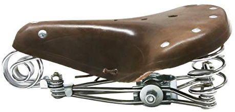 TentHome Fahrradsattel Classic Retro Fahrradsitz Ledersattel Federsattel Stahlgestell Schraubenfeder Niete (Kaffee)