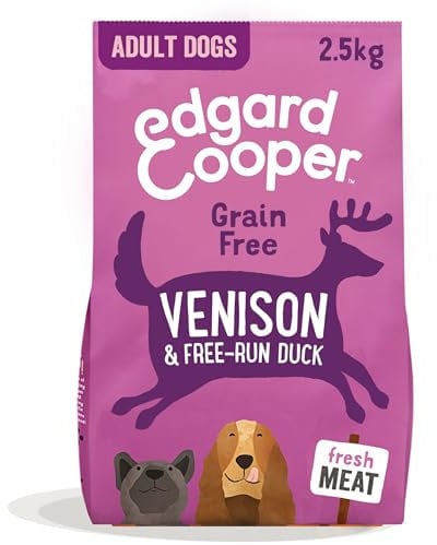 Edgard Cooper Grain Free Dog Food Dry, (Venison & Duck 2,5kg), Natural Kibble Dry Dog Food for Adult Dogs, Fresh Meat, High Protein, Hypoallergenic, No Added Sugar