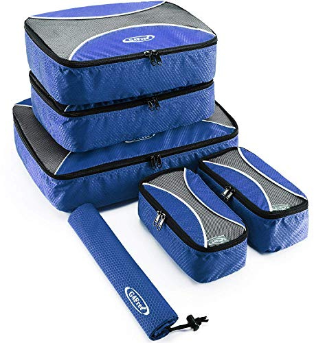 G4Free 6 pcs Packing Cubes Value Set for Travel Luggage Organizers, L, 6pcs-blue