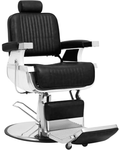 vidaXL Friseurstuhl Herren Stuhl Friseursessel Frisörstuhl Bedienstuhl Salon Bedienungsstuhl Friseureinrichtung Barbierstuhl Schwarz 68x69x116cm Kunstleder