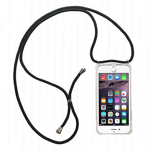 jbTec Handy Hülle mit Band zum Umhängen Klar kompatibel mit Apple iPhone 6 / 6s - Handykette Handyhülle, Handyband:Schwarz