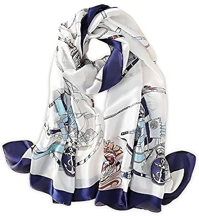 LumiSyne Seidenschal Damen Warm Weich Seidentuch Herbst Winter Retro Kunst Malerei Muster Hochwertige Weiche Natürliche Seide Lange Halstücher Sonnenschut Stola Ganzjährig