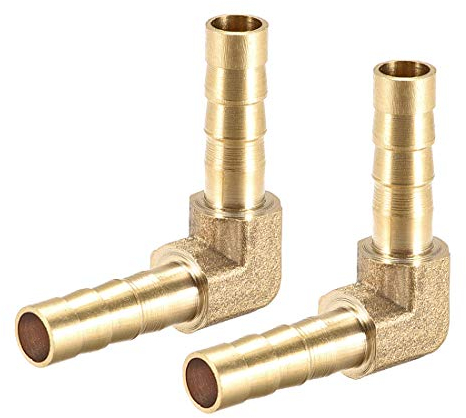 sourcing map 2 Piezas Conector Manguera de Lengüeta de Latón, 6mm Codo de Latón de 90 Grados, 90 Grados Codo Espiga para Manguera