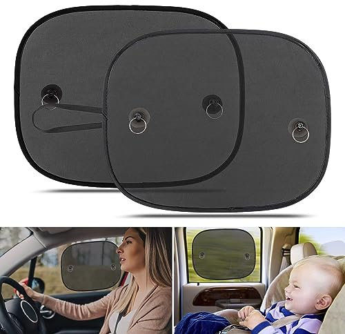 LEWONPO Car Window Shades for Baby, Universal Car Sun Shades for Side and Rear Window, Car Visor Side Window Sun Shade Cover Blocking Harmful UV Rays, Best for Baby, Kids and Pets Protection (2 Pack)
