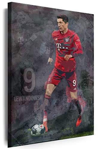 Myartstyle - Bilder R.Lewandowski FC Fußball 60 x 40 cm Leinwandbilder Xxl - 1 Teilige Wandbilder Kunstdrucke w-a-2045-1