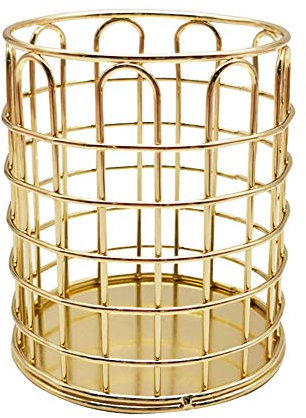 Iron Art Stiftehalter hohle runde Bürstentopf Drahtgeflecht Pinsel Stifthalter Topf Make-up Organizer Schreibwaren Aufbewahrung, Gold/Roségold, Produkte ohne Deckel Behälter Schreibtisch Dekoration