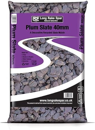 Suregreen Plum Slate Chippings | 40mm | 20kg | Aggregates, Garden Pebbles, Garden Chippings, Driveway Stones/Sealer