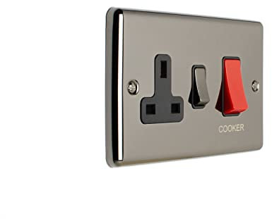 EUROLITE Enhance Black Nickel 45AMP Cooker Switch & 13 AMP Socket EN45ASWAS BNB