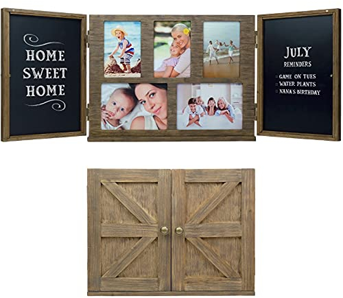 Excello Global Products Barndoor Bilderrahmen aus Holz, rustikal, mit 2 magnetischen Kreidetafeln, für Fotos von 10,2 x 15,2 cm und 12,7 x 17,8 cm