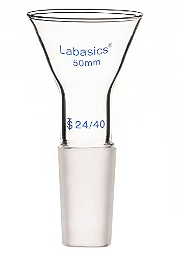 Labasics Glass Short Stem Powder Funnel with 50 mm Top Outer Dimension and 24/40 Inner Joint Filter Funnel Glass Funnel (OD 50mm)