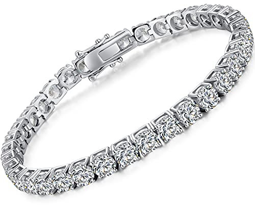 Tennis Armband Miaofu Tennisarmband für Damen,Damen Tennis Deluxe Armband 925 Sterling Silber Weiße Gold Zirkonia Tennis Armband für Herren und Damen,3mm Tennis Armband,Tennis Dlx Armbänder