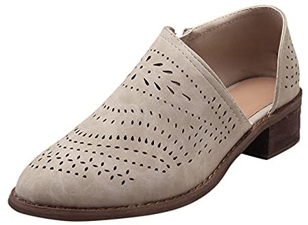 WINTOM Stivaletti con punta tonda Moda Stivali Lunghi Casual Scarpe a punta stivaletti donna estivi con tacco stivali donna Autunno Stivaletti (Cachi,36 EU)
