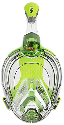 Seac Libera, Vollgesichtmaske zum Schnorcheln mit Schnellverschluss-Schnallen, transparent/grün, JUNIOR