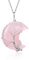 JSDDE Natural Rose Quartz Crystals Stone Necklace Healing Crystal Life Tree Wire Wrapped Moon Quartz Gemstone Pendant Necklace Jewelry