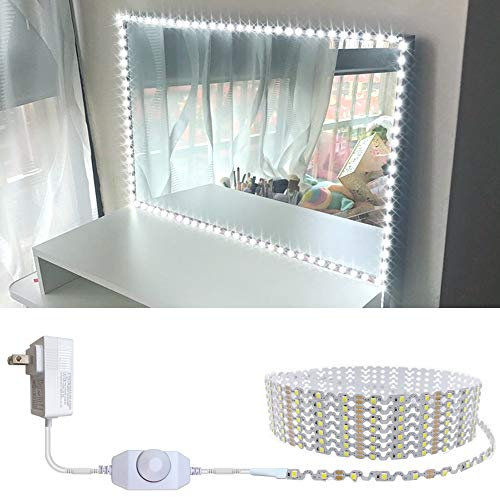 ER 13ft/4M Led Vanity Mirror Lights Kit Bendable NO Need to Cut Vanity Make-up Mirror Cloakroom Adjustable Flexible Strip Light Table Set with Dimmer and Power Supply Mirror Not Included…