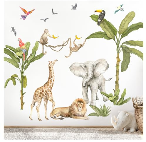 Grandora XXL Wandsticker Set Safari Baum Tiere Wandtattoo für Kinderzimmer DL763-5