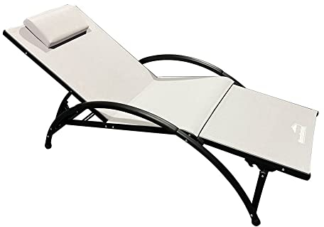 MaxxGarden Sonnenliege – Liegestuhl Klappbar - Schöne Strandliege - Handlicher Campingliege - Terrassen Liege mit Verstellbarer Rückenlehne – Poolliege - Günstige Gartenliege - 173x66x40 cm - Grau