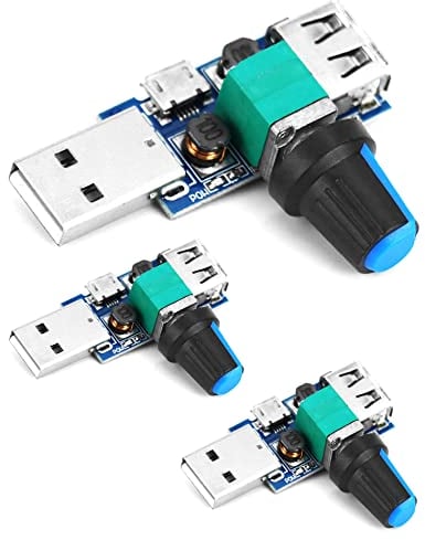 QWORK® 3 Piezas Mini Controlador de Velocidad del Ventilador USB, Regulador de Ventilador USB Continua 5W 4-12 V a 2,5-8 V