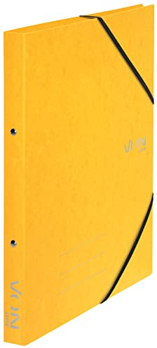 VON Leitz Ringbuch A4, Karton, Mit 2 Ringen und Gummibandverschluss, 25 mm Rückenbreite, Für 140 Blatt, Ringmechanik, Für Schule, Studium & Zuhause, 5 Stück, Gelb, 30120015