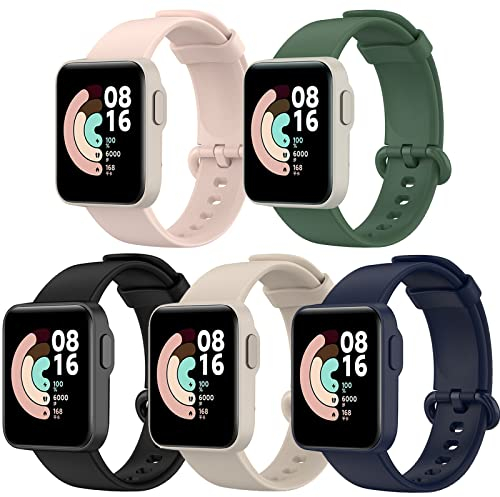 BANGTING 5 Pièces Remplacé Bracelet Compatible avec Xiaomi Mi Watch Lite/Redmi Watch Lite, Bracelets en Silicone (5 Couleurs)
