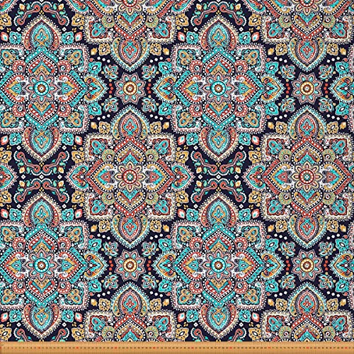 Loussiesd Ethnischer Paisley Stoff Meterware Traditionelles Mandala Orientalisches Blumenthema Polsterstoff für Stühle und Heimwerkerprojekte Böhmischer dekorativer wasserdichter Stoff 920x150cm