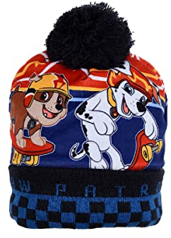 PAW PATROL Jungen Mütze mit Bommel Wintermütze (Blau, Kopfumpfang 54 cm)