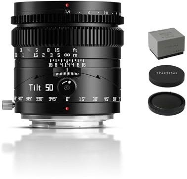 TTArtisan Tilt 50mm f1.4 Lens Full Frame Manual Focus Portrait Lenses Mirrorless Camera for E Mount A7 A7R A7S Series A7C A9 A9II A1 A5100 A6000 A6100 A6400 A6600 NEX-5 NEX-3 Series NEX-7