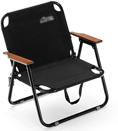 Campingstuhl Tragbarer Einzel Campingstuhl, Doppel Komfort Strandkorb, Angelstuhl Mit Stahlrohrstruktur, Klappbarer Regiestuhl Für Den Außenbereich (Color : Black Chair, S : 60cm)