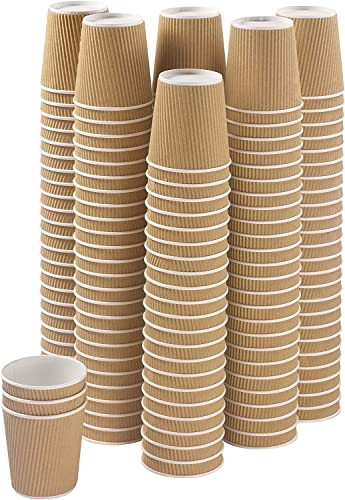 50 x 4oz Espresso Coffee Paper Cups Compostable Biodegradable Small Cardboard Ripple Cups for Hot & Cold Drinks Recyclable Take Away Cups (No Lids) (Kraft)