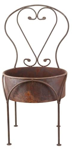 Hirsch Terracotta Pflanzstuhl Edelrost Herz B: 45 H: 87 T: 47 stabil massiv Gartenpflanzstuhl