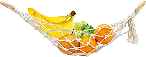 LATRAT Obst-hängematte, Baumwollseil Gewebtes Obstnetz Frucht Gemüse Aufbewahrung Hängender Obstkorb für Küche Zuhause Wohnmobile