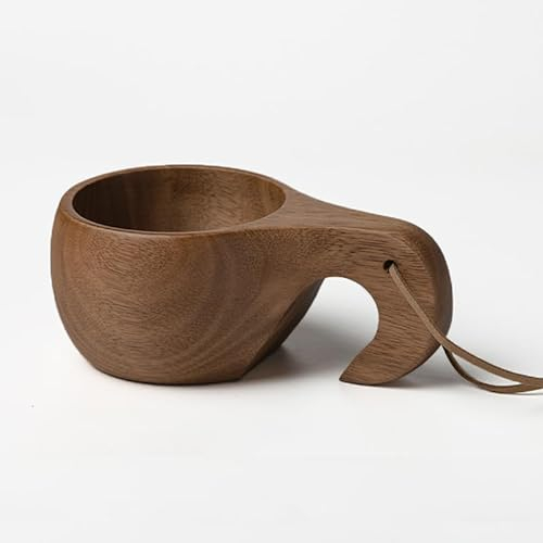 JINYOMFLY Holztasse Holztassen 200ml, Kuksa Holztasse Olivenholz, Trinkbecher Tragbar Holz Tasse, Holz Becher Outdoor, Trinkbecher Camping für Wandern, Freien oder als Geschenk