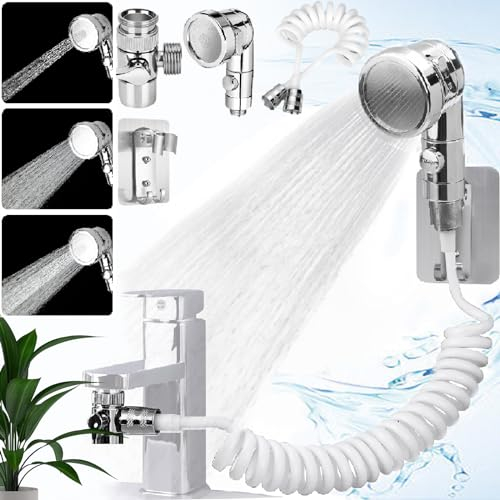 Weploda Juego De Cabezal De Ducha Para Lavabo, Ducha Para Lavabo, Ducha De Mano Para Lavabo, Con Manguera 1,5m, Ducha Para Lavabo Ducha De Mano Para Lavabo y Baño (3 Modos)