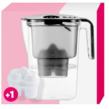 BWT Filtre à eau Homeside Noir 2,6l | Filtre avec 1 cartouche d'eau filtrée douce | Filtre pour eau potable | Filtre le calcaire, le chlore, le plomb et le cuivre