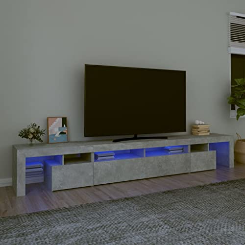 LAPOOH Mueble de TV con Luces LED Gris hormigón 260x36,5x40 cm, Mueble TV Salon, Mueble para TV, Mueble Television, Módulos De Salón, Mueble Salon Moderno 3152781