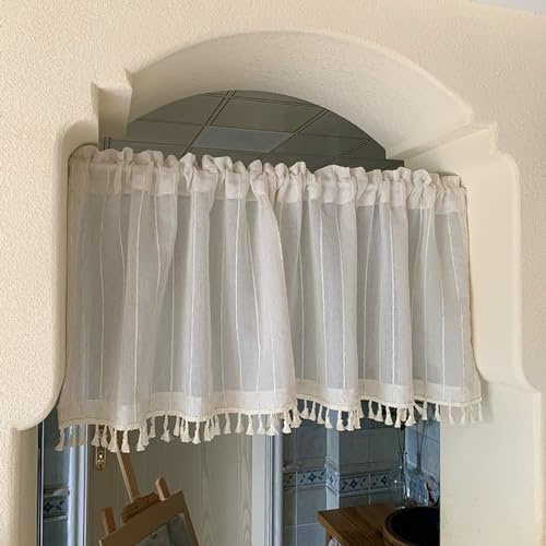 Küchengardinen Makramee Türvorhang Kurzvorhang Gardinen Mit Quasten Gardinen Schiebevorhang Wandbehang Transparente Gardine Stores Für Küche Wohnzimmer Schlafzimmer,1 Stück ( Color : Flat w*h , Size :