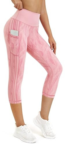 Buepeara Damen Yoga Leggings mit Taschen, High Waist Sporthose Tights Laufhose Fitnesshose Yogahose 3328-08 L