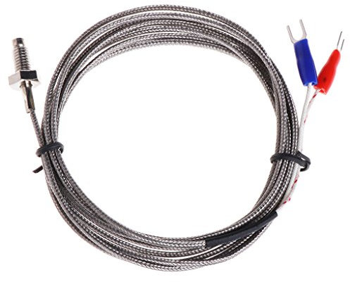 M6 Schraubsonde Temperatursensor K Typ Thermoelement 2 Meter Kabel Temperaturbereich 0-400 ℃/32 ~ 400.0 °C für PID-Steuerung, digitales Thermometer, Hygrometer, Wassertemperaturmessgerät, Sonde,