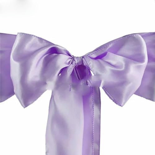 Satin Wedding Chair Sash Bow Tie Satin Ribbon Chair Sashes for Wedding Decoration Hotel Party Supplies - Lilac