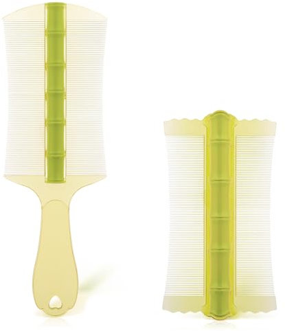 Andibro PP Bambù Styling - Pettine per pidocchi con manico, 2 pettini per capelli a densità di cifratura dei denti, per donne, uomini, adulti, gatti e cani