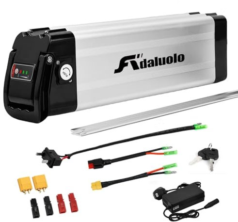 Adaluolo 36V Ebike Akku, 36V 15AH Elektrofahrrad Lithium-Ionen Batterie Silber Pedelec Herausnehmbare Fahrrad Batterie Ersatzakku 2 Pin mit Ladegerät für 200W 250W 350W Motor