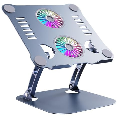 Laptop Cooler Stand - Folding Laptop Cooling Pad External Fans - Adjustable Height Laptop Stand with Double Fan, Ergonomic Foldable Laptop Cooling Pad for Desk Table