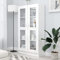 Willood Vitrinenschrank Bücherschrank Aktenschrank Büroschrank Vitrine Schrank Bücherregal Sideboard Hochglanz-Weiß 82,5x30,5x150 cm Holzwerkstoff