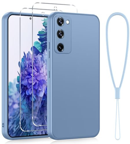 Viojrlra Cover per Samsung Galaxy S20 FE 5G con 2 Pellicola Vetro Temperato, Custodia Antiurto Ultra Sottile Liquid Silicone Morbido, Anti Ingiallimento Anti-Graffio Protettiva Case (Grigio)