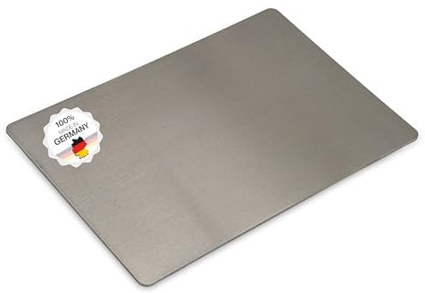Edelstahl Schneidebrett - Für Fleisch, Fisch & Gemüse - Hygienisches Schneidbrett Metall - Stahl Brettchen Küche Plastikfrei - Küchenbrett (Ohne Griff, 24x16 cm)