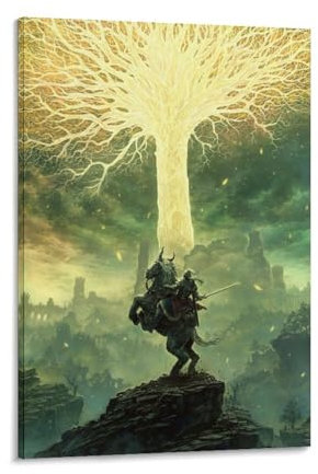 DMYTDYQK Poster mit Elden Ring, Schatten des Erdtrees, Videospiel-Poster, 2 Stück, Leinwand-Poster, Wandkunst, Dekordruck, Bild Gemälde für Wohnzimmer, Schlafzimmer, Dekoration, 20 x 30 cm