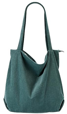 Cord Tasche Damen Umhängetasche mit Reißverschluss Wasserdicht Tote Bag mit Taschenfach Groß Shopper Tasche Handtasche Kapazität Einkaufstasche Für Schule Büro Reisen